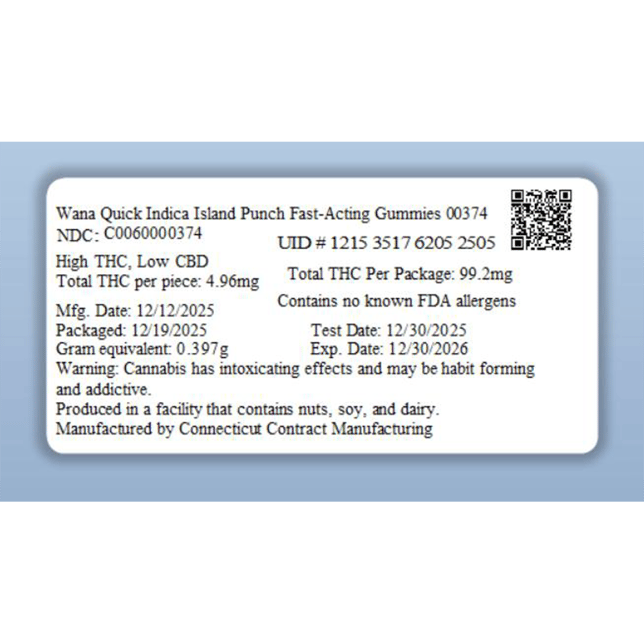 Wana - Island Punch (I) Fast Acting Gummies (4.96mg 20pk) C0060000374 - Image 2