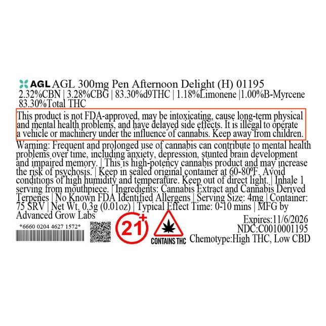 AGL - Afternoon Delight (H) Disposable Vape (0.3g) C0010001195 - Image 3