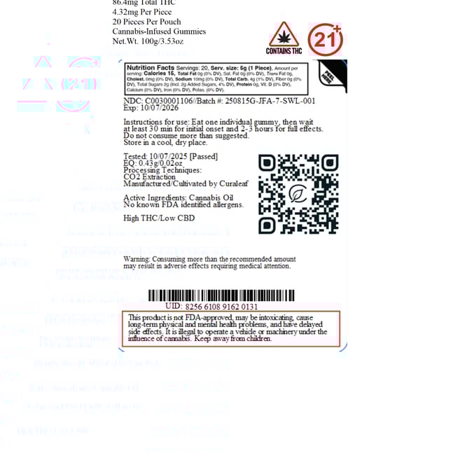 JAMS - Sour Watermelon Lime (I) Fast Acting Jellies (4.32mg 20pk) C0030001106 - Image 2