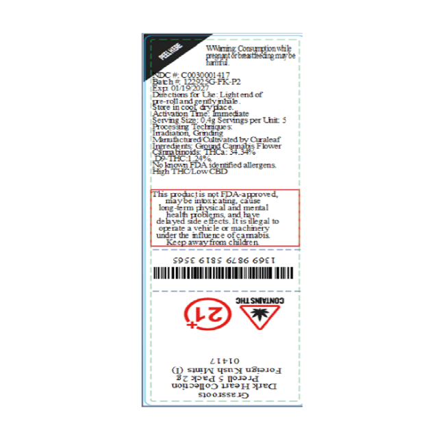 Grassroots - Foreign Kush Mints (I) 0.4g Pre-Rolls 5pk (2g) C0030001417 - Image 2