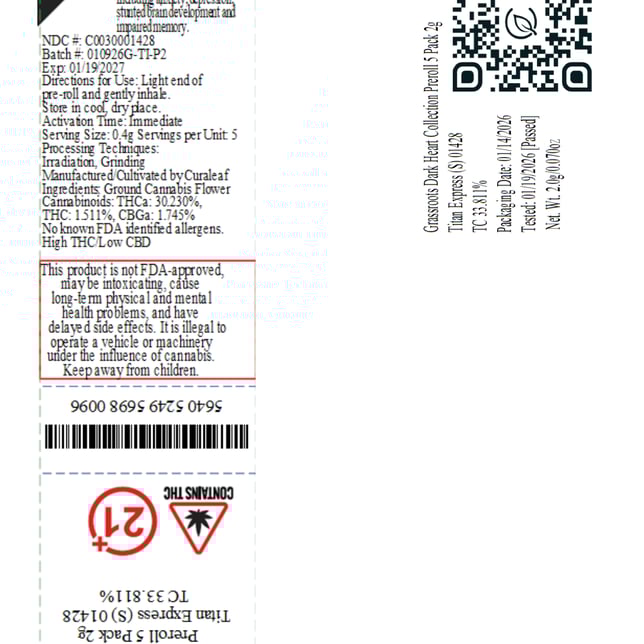 Grassroots - Titan Express (S) 0.4g Pre-Rolls 5pk (2g) C0030001428 - Image 2