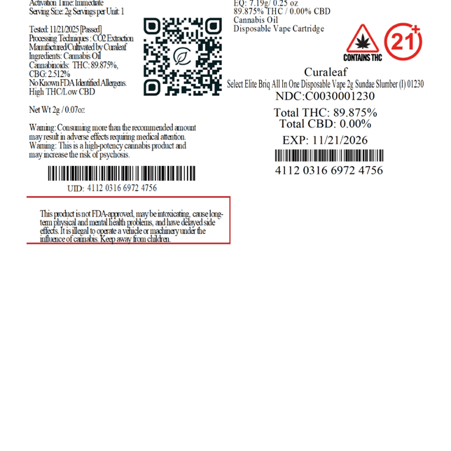 Select - Sundae Slumber (I) BRIQ Disposable Vape (2.0g) C0030001230 - Image 5