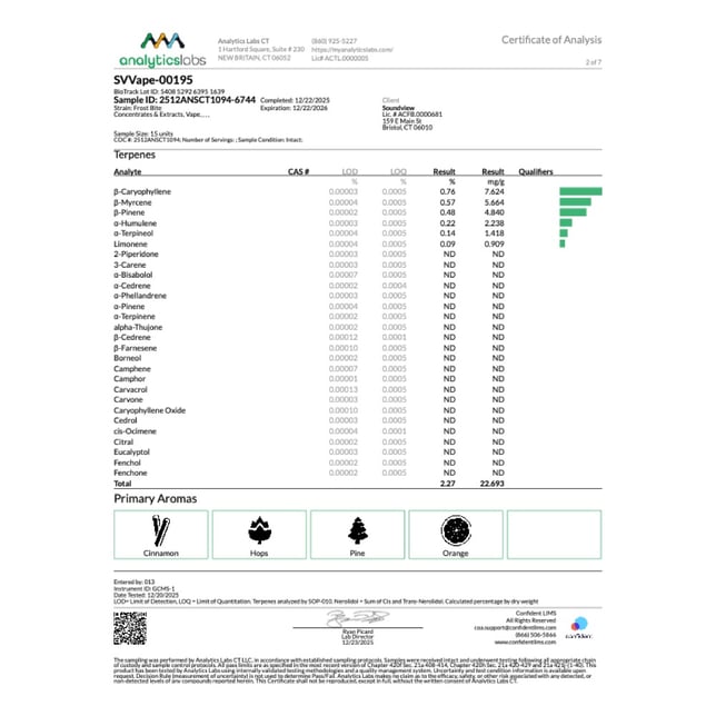 SoundView - Frost Bite (I) Live Resin Disposable Vape (1g) C0080000195 - Image 4
