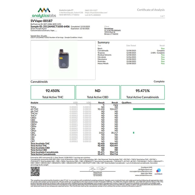 SoundView - Purple Punch (I) Live Resin Disposable Vape (1g) C0080000187 - Image 3