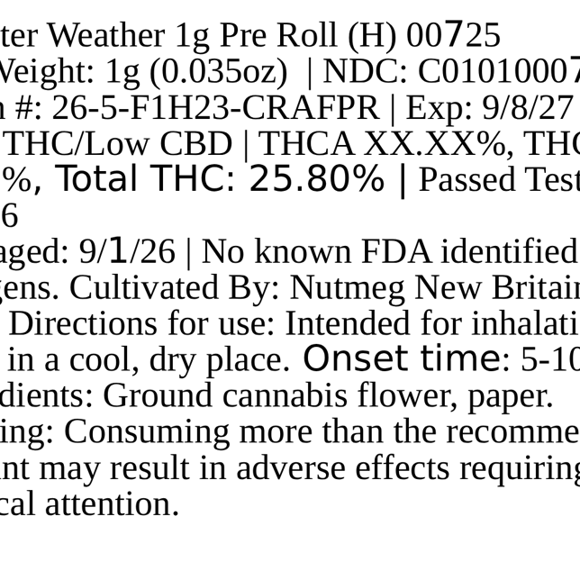 Phyra - Sweater Weather (H) 1g Pre-Roll 1pk (1g) C0101000725 - Image 3
