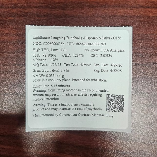 Lighthouse - Laughing Buddha (S) Disposable Vape (1g) C0060000156 - Image 2