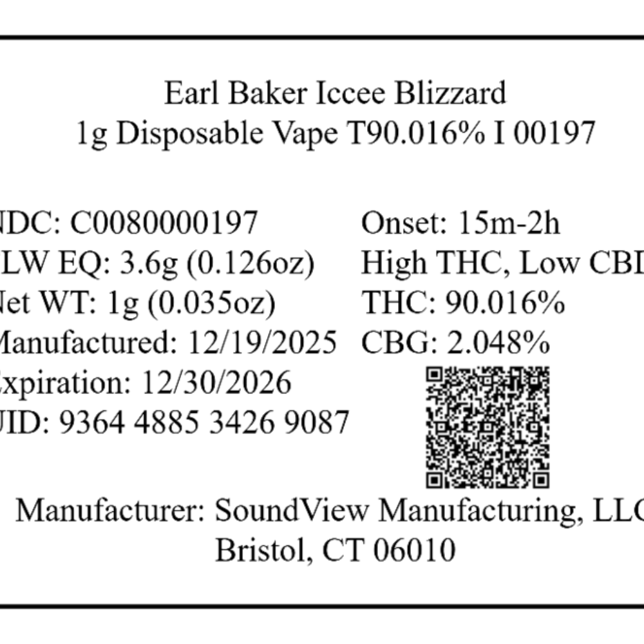 Earl Baker - Iccee Blizzard (I) Disposable Vape (1g) C0080000197 - Image 2