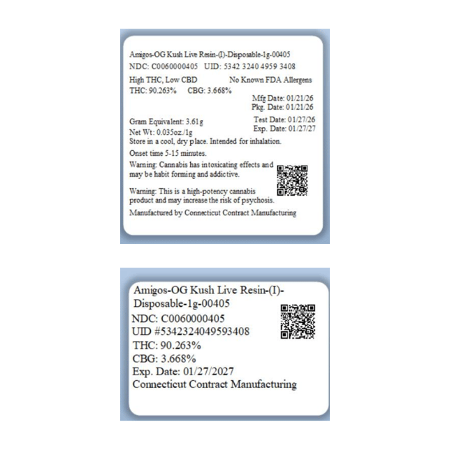 Amigos - OG Kush (I) Live Resin Disposable Vape (1g) C0060000405 - Image 5