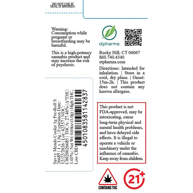 Savvy - Mendo Cooler (S) 1g Pre-Roll 1pk (1g) C0020026685 - Image 2