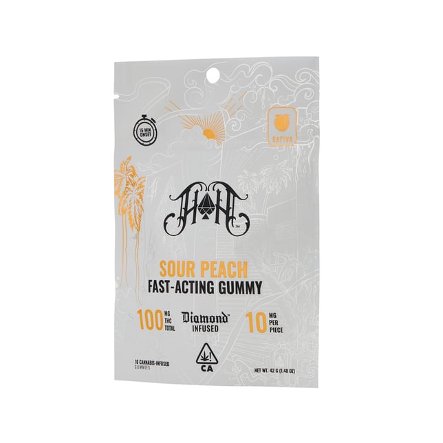 Sour Peach | Sativa - Fast-Acting Gummies - 100mg THC - Image 2