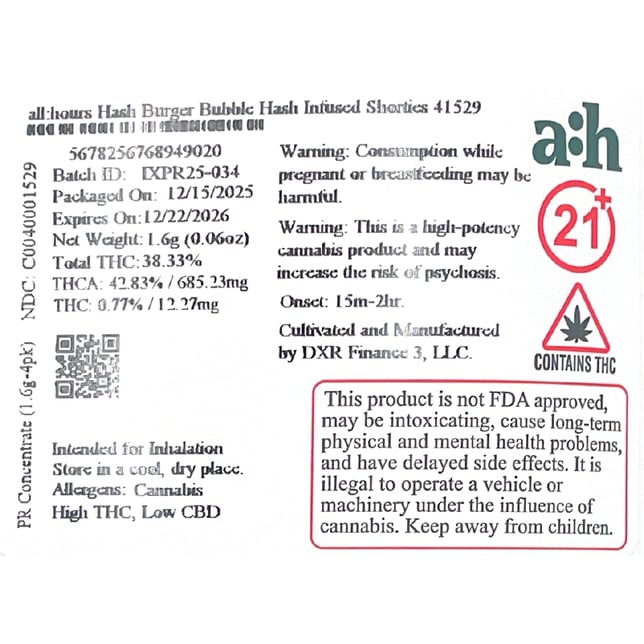 all:hours - Hash Burger (I) BH Infused Shorties 4pk (1.6g) C0040001529 - Image 2