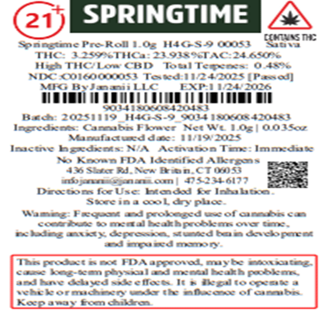 Springtime - H4G-S-9 (S) 1g Pre-Roll 1pk (1g) C0160000053 - Image 2