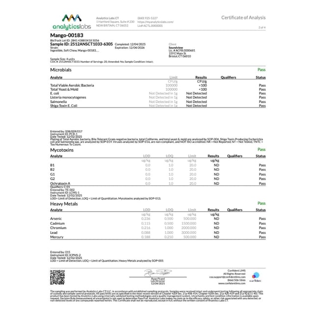 SoundView - Mellow Mango (I) Gummies (4.95mg THC 5.10mg CBD 5.03mg CBN 20pk) C0080000183 - Image 5 SoundView - Mellow Mango (I) Gummies (4.95mg THC 5.10mg CBD 5.03mg CBN 20pk) C0080000183 - Image 5