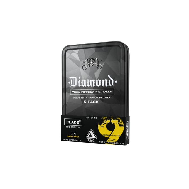 Clade 9: J1 | Sativa - Diamond THCA-Infused Pre-Rolls - 2.5G 5-Pack - Image 1 Clade 9: J1 | Sativa - Diamond THCA-Infused Pre-Rolls - 2.5G 5-Pack - Image 1