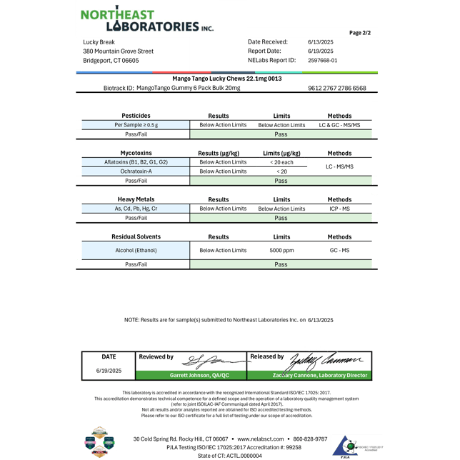 Lucky Break - Mango Tango (H) Lucky Chews (22.1mg 6pk) C0130000013 - Image 2