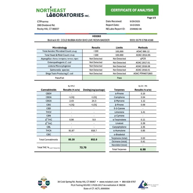 CTPharma  Cold Bubba Kush (H) BHO Live Resin Badder  C0020026410 - Image 3