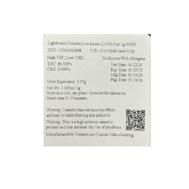Lighthouse - Dosidos (I) Live Resin Vape Cartridge (1g) C0060000398 - Image 2