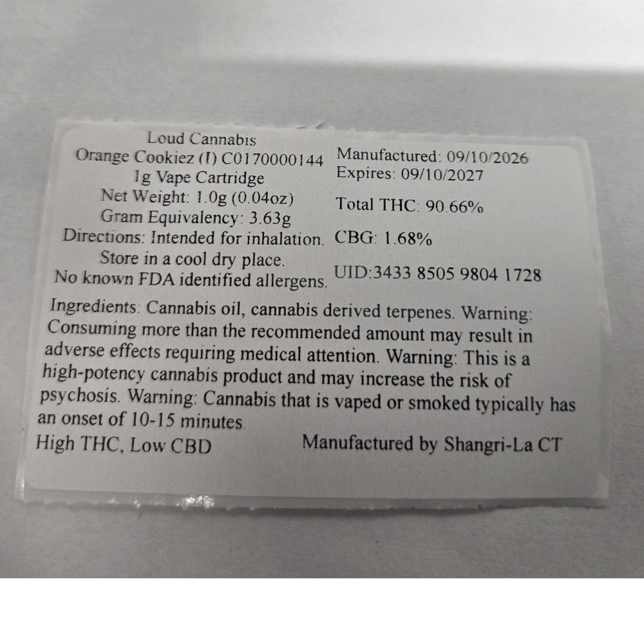 Loud Orange Cookiez (I) Vape Cartridge C0170000144 - Image 3