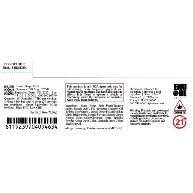 Encore - Grape (I) RSO Gummies (9.82mg 10pk) C0020026790 - Image 2