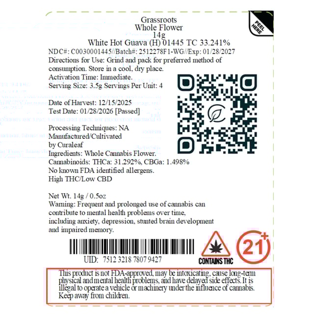 Grassroots - White Hot Guava (H) Flower  C0030001445 - Image 2