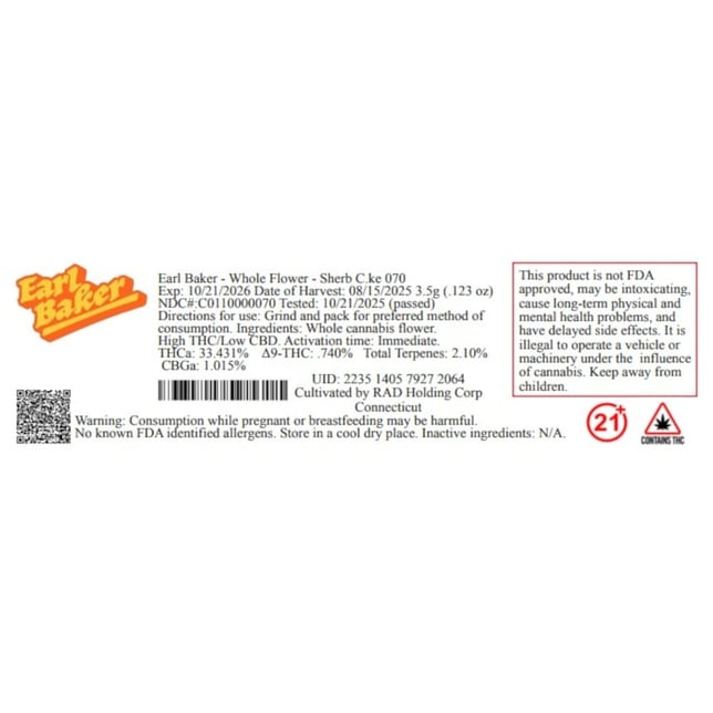 Earl Baker - Sherb C.ke (H) Flower  C0110000070 - Image 2