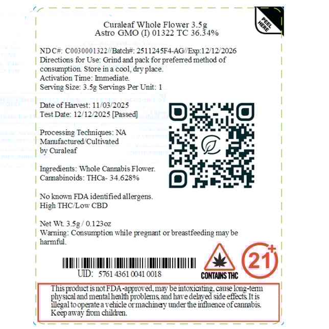 Curaleaf - Astro GMO (I) Flower  C0030001322 - Image 2