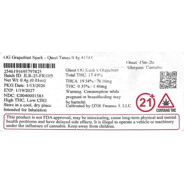 Miss Grass - OG Grapefruit (I) 0.4g Pre-Roll 1pk (0.4g) C0040001583 - Image 2