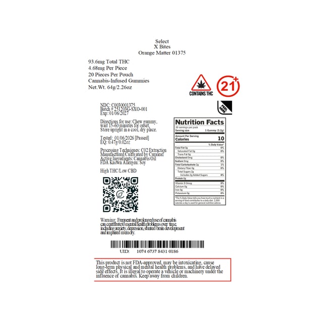 Select - Orange Matter (H) X Bites (4.68mg 20pk) C0030001375 - Image 3