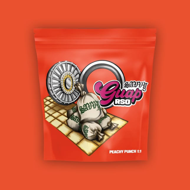 Savvy - Peachy Punch (H) Guap RSO Gummies (4.77mg THC 4.73mg CBD 10pk) C0020027786 - Image 1