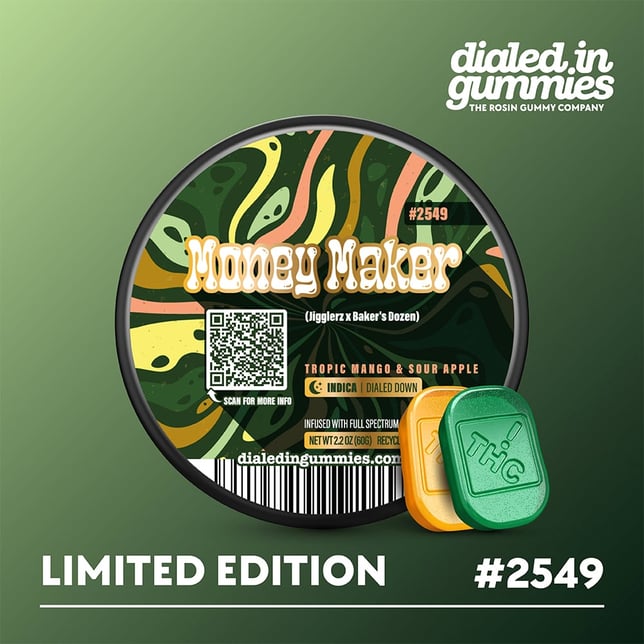 100mg - Money Maker #2549 - Rosin Gummies (10pk) - Image 1 100mg - Money Maker #2549 - Rosin Gummies (10pk) - Image 1