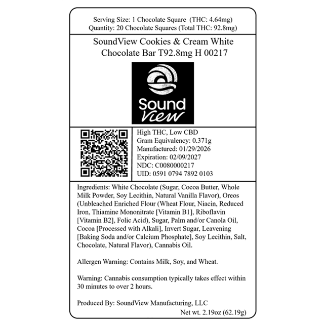 SoundView - Cookies & Cream (H) White Chocolate (4.64mg 20pk) C0080000217 - Image 2