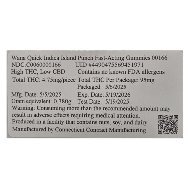 Wana Quick - Island Punch (I) Fast Acting Gummies (4.75mg 20pk) C0060000166 - Image 2 Wana Quick - Island Punch (I) Fast Acting Gummies (4.75mg 20pk) C0060000166 - Image 2