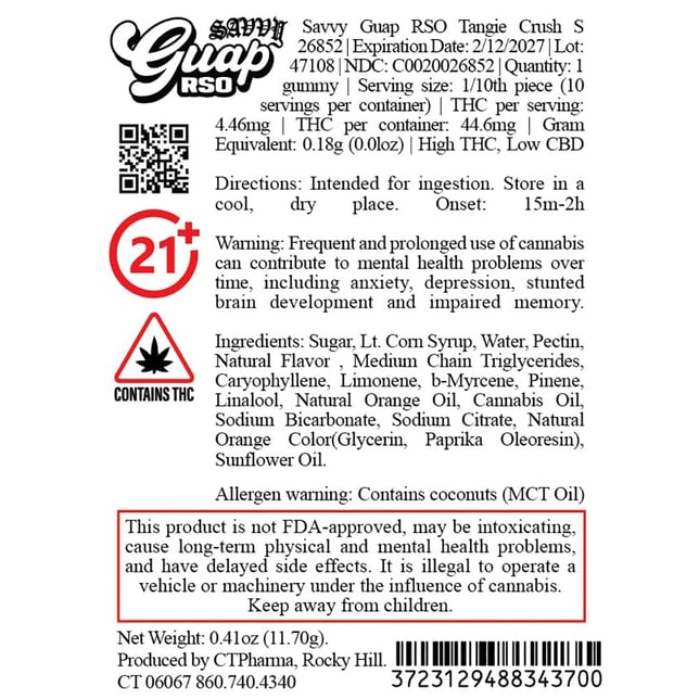 Savvy - Tangie Crush (S) Guap RSO Gummies (4.46mg 10pk) C0020026852 - Image 2 Savvy - Tangie Crush (S) Guap RSO Gummies (4.46mg 10pk) C0020026852 - Image 2