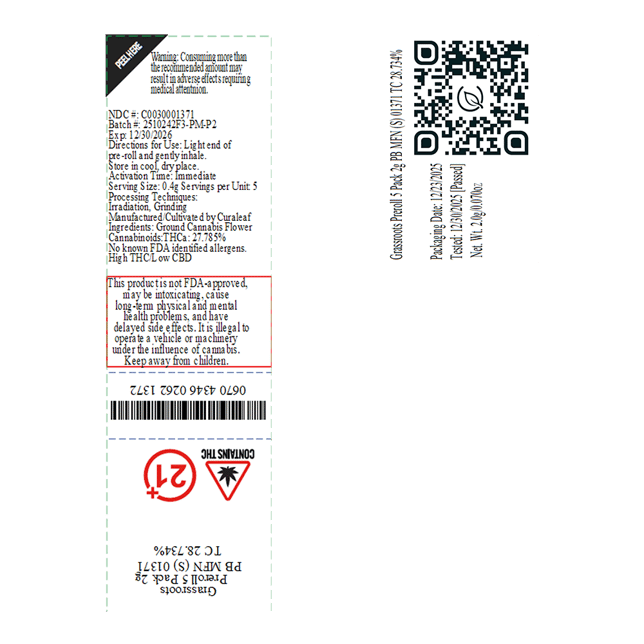 Grassroots - PB MFN (S) 0.4g Pre-Rolls 5pk (2g) C0030001371 - Image 2