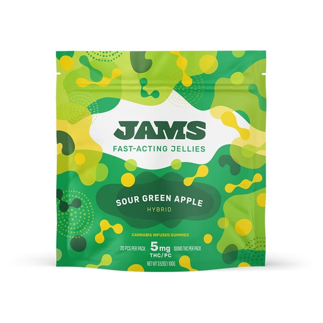 JAMS - Sour Green Apple (H) Fast Acting Jellies (4.55mg 20pk) C0030001077 - Image 1 JAMS - Sour Green Apple (H) Fast Acting Jellies (4.55mg 20pk) C0030001077 - Image 1