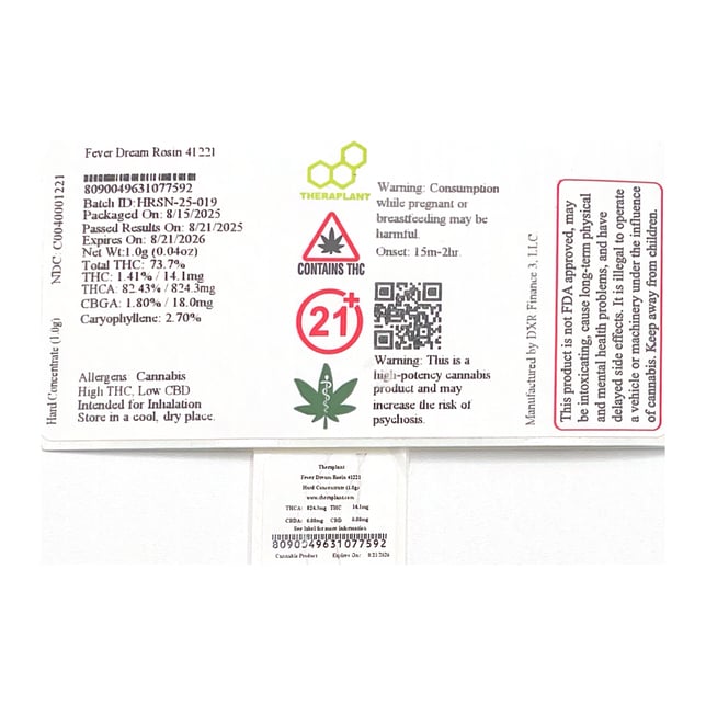 Theraplant  Fever Dream (H) Live Rosin  C0040001221 - Image 2