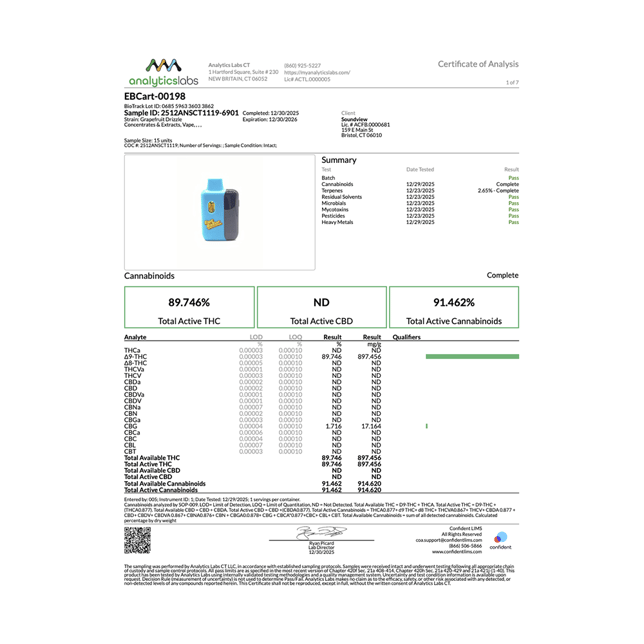 Earl Baker - Grapefruit Drizzle (H) Disposable Vape (1g) C0080000198 - Image 3