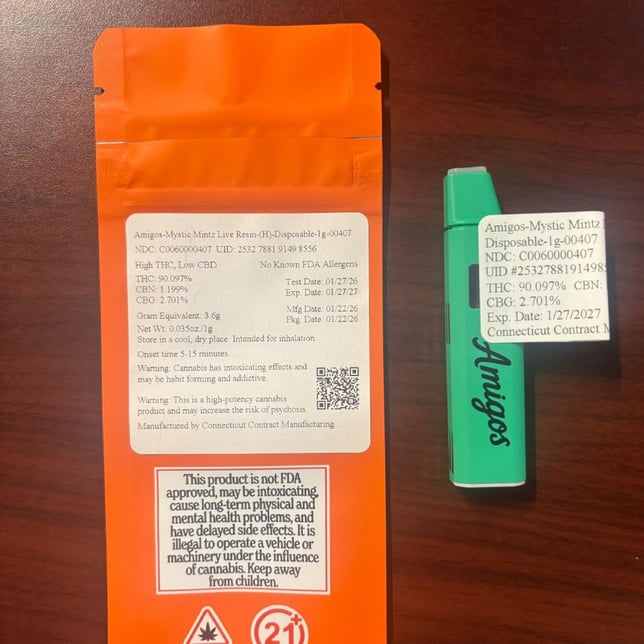 Amigos - Mystic Mintz (H) Live Resin Disposable Vape (1g) C0060000407 - Image 5