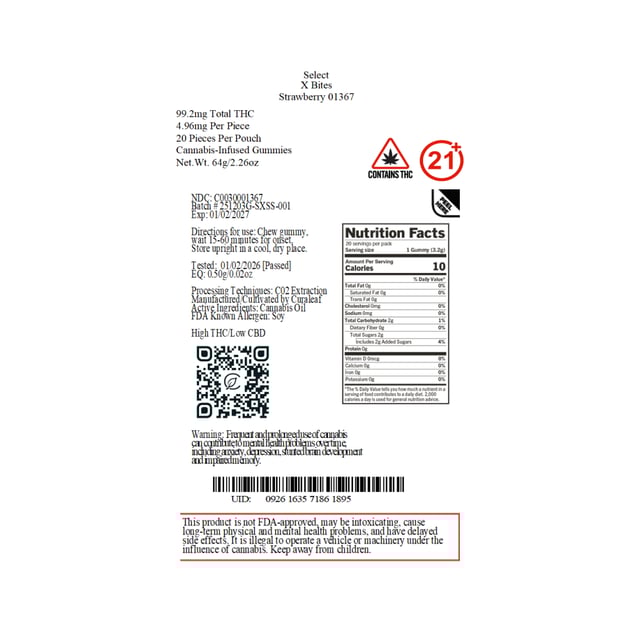 Select - Strawberry (H) X Bites (4.96mg 20pk) C0030001367 - Image 3