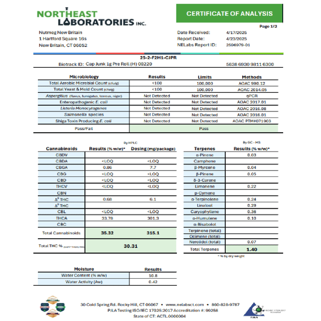 BRIX Cannabis - Cap Junk (H) 1g Pre-Roll 1pk (1g) C0101000220 - Image 3