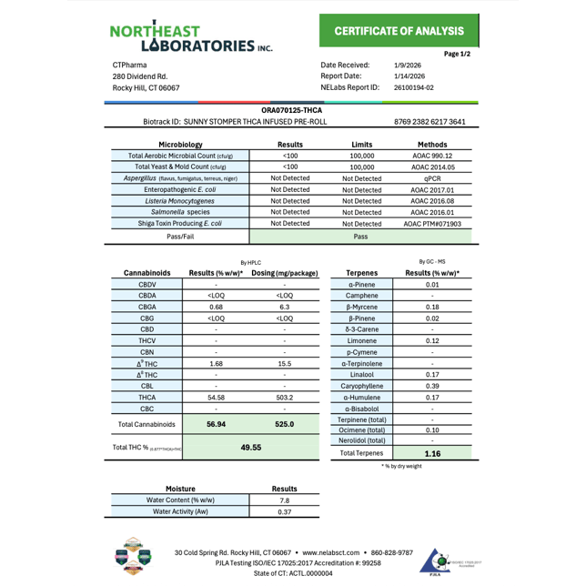 CTPharma - Sunny Stomper (H) THCA Infused Pre-Roll 1pk (1g) C0020026757 - Image 3