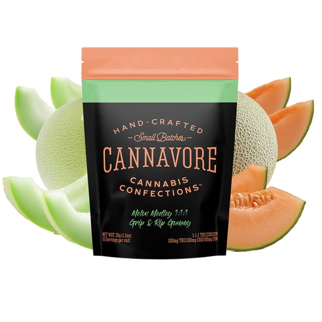 Cannavore Gummy 1:1:1 Melon Medley [Multi Dose] (100mg THC/100mg CBN/100mg CBD) - Image 2
