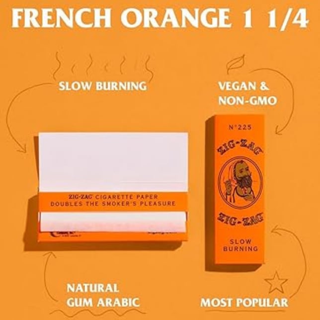 French Orange Rolling Papers - 1 1/4 (78mm) - Image 2