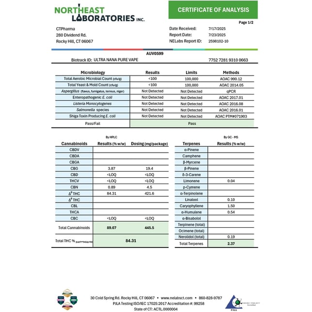 CTPharma  Ultra Nana (H) Vape Cartridge  C0020026146 - Image 3