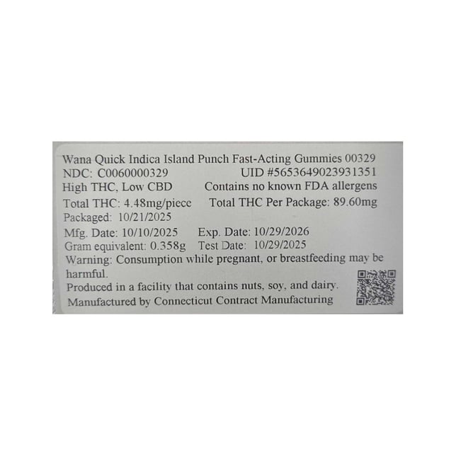 Wana Quick - Island Punch (I) Fast Acting Gummies (4.48mg 20pk) C0060000329 - Image 2 Wana Quick - Island Punch (I) Fast Acting Gummies (4.48mg 20pk) C0060000329 - Image 2