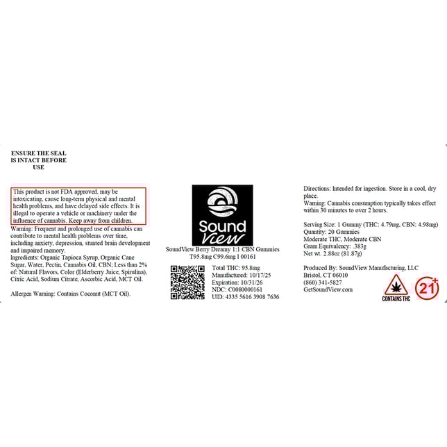 SoundView - Berry Dreamy (I) Gummies (4.79mg THC 4.98mg CBN 20pk) C0080000161 - Image 2