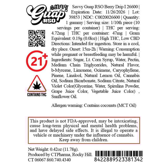 Savvy - Berry Drip (I) Guap RSO Gummies (4.72mg 10pk) C0020026600 - Image 2