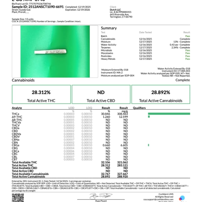 Early Birds - Gouda Gas (I) 0.4g Pre-Rolls 5pk (2g) C0151000017 - Image 3