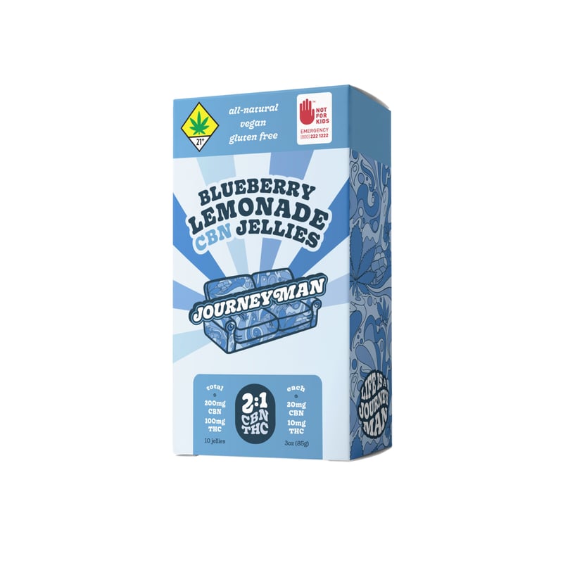 Journeyman Blueberry Lemonade jellies low dose THC CBN edibles for smooth long lasting effects