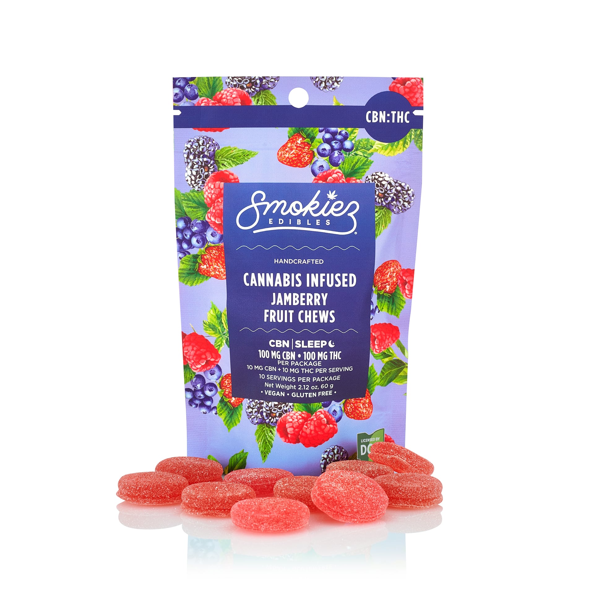SMOKIEZ - SWEET JAMBERRY 1:1 - GUMMIES - [100MG THC /  100MG CBN] - INDICA - 10PK
